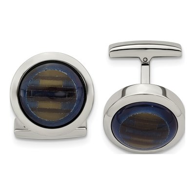 Stainless Steel Cat's Eye Cufflinks, Blue