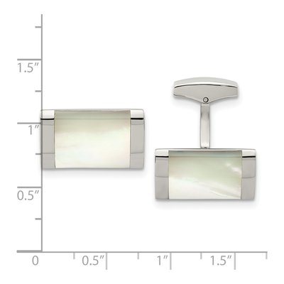 Stainless Steel Mother of Pearl Cufflinks – view 3
