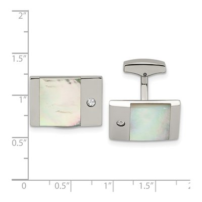 Stainless Steel MOP & CZ Cufflinks – view 3