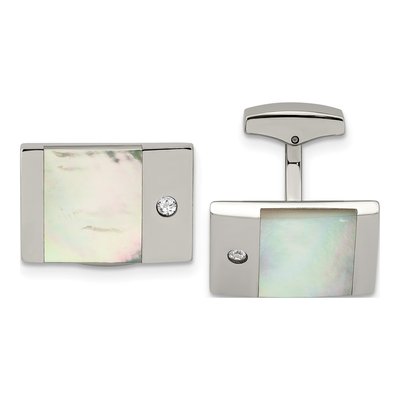 Stainless Steel MOP & CZ Cufflinks