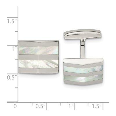Stainless Steel Mother of Pearl Cufflinks – view 3