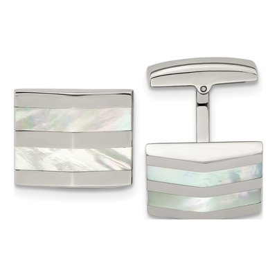 Stainless Steel Mother of Pearl Cufflinks