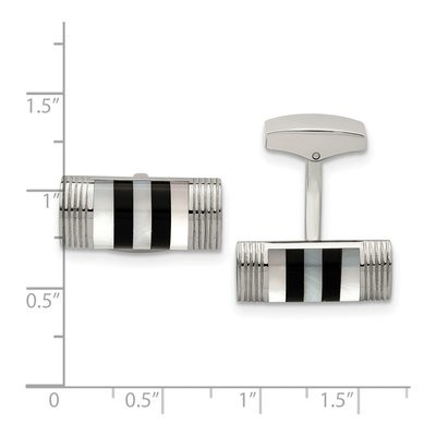 Men's Stainless Steel Mother of Pearl Cufflinks – view 3