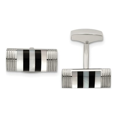 Men's Stainless Steel Mother of Pearl Cufflinks