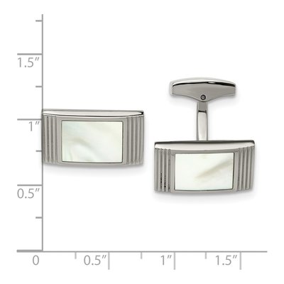 Men's Stainless Steel Mother of Pearl Cufflinks – view 3