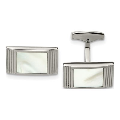 Men's Stainless Steel Mother of Pearl Cufflinks