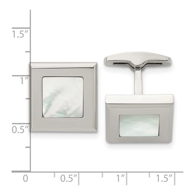Stainless Steel Mother of Pearl Cufflinks – view 3