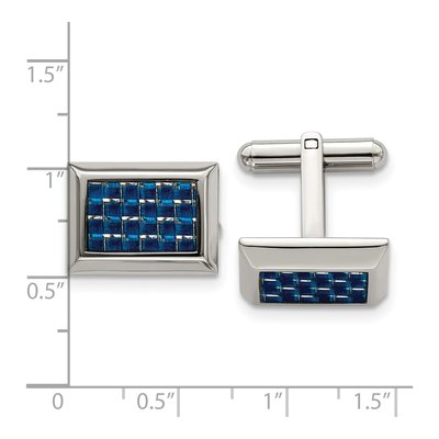 Men's Stainless Steel Blue Carbon Fiber Cufflinks – view 4