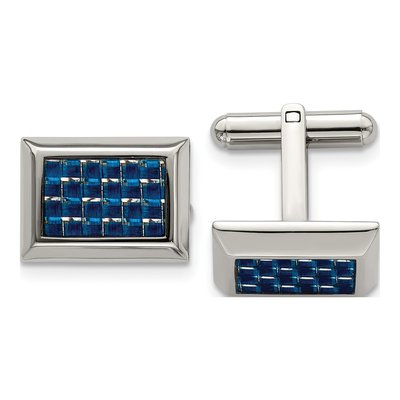 Men's Stainless Steel Blue Carbon Fiber Cufflinks