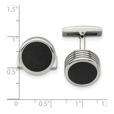 Men's Chisel Stainless Steel Black IP Cufflinks – view 4