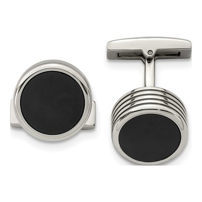 Men's Chisel Stainless Steel Black IP Cufflinks
