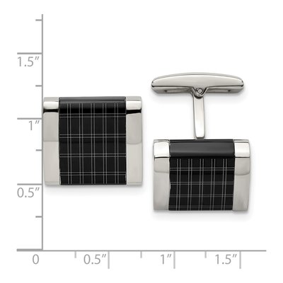 Men's Stainless Steel Black IP Square Cufflinks – view 3