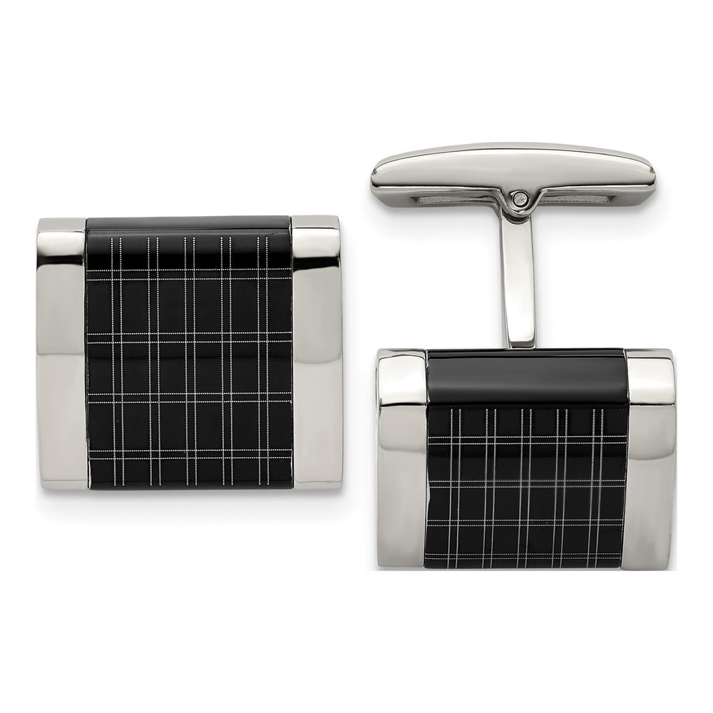Men's Stainless Steel Black IP Square Cufflinks