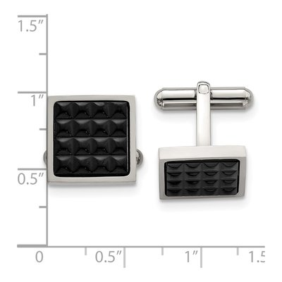 Men's Stainless Steel Black IP Studded Cufflinks – view 3