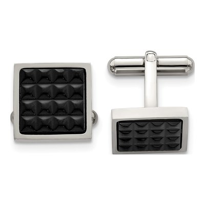 Men's Stainless Steel Black IP Studded Cufflinks