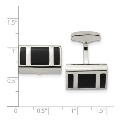 Men's Stainless Steel Black Rubber Cufflinks – view 3