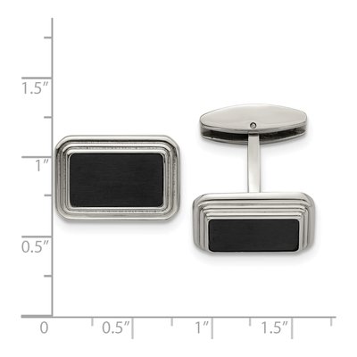Men's Stainless Steel Black IP Cufflinks – view 3