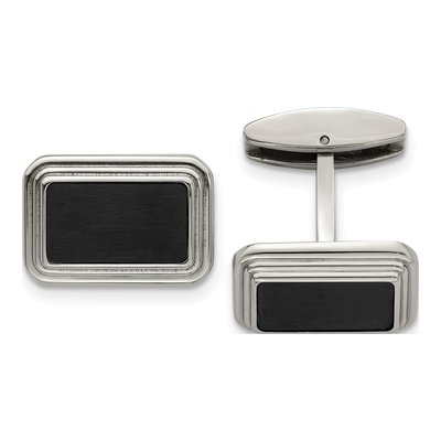 Men's Stainless Steel Black IP Cufflinks
