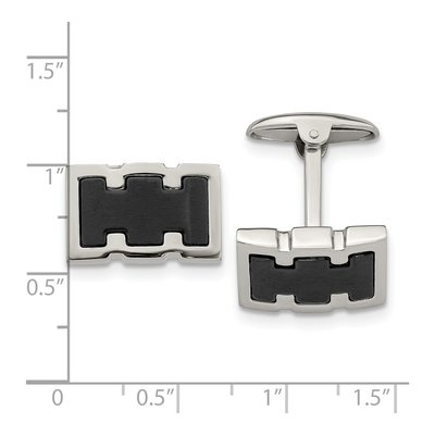 Men's Stainless Steel Black IP Cufflinks – view 3