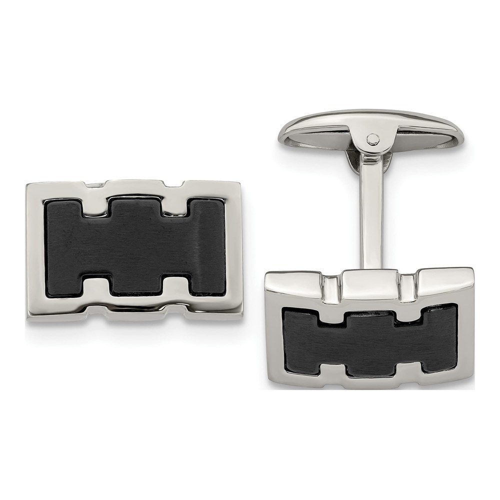 Men's Stainless Steel Black IP Cufflinks