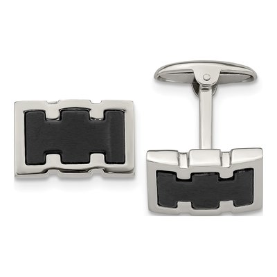 Men's Stainless Steel Black IP Cufflinks