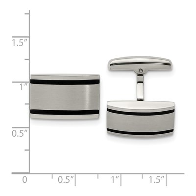 Men's Chisel Stainless Steel Black Rubber Cufflinks – view 4