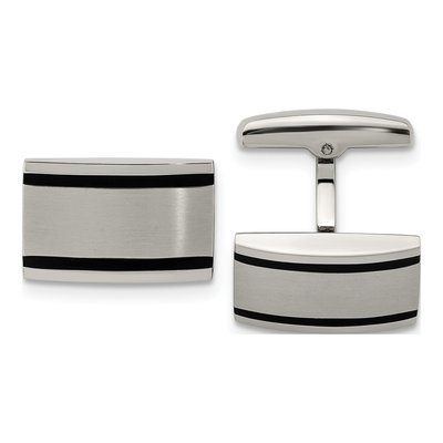 Men's Chisel Stainless Steel Black Rubber Cufflinks