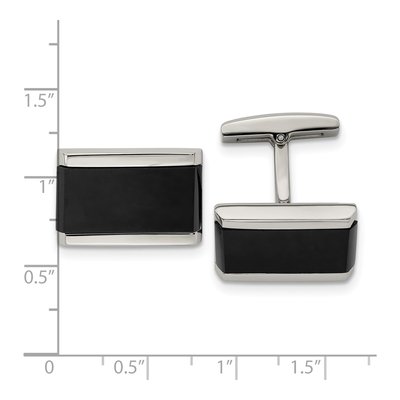 Men's Chisel Stainless Steel Black Onyx Cufflinks – view 4