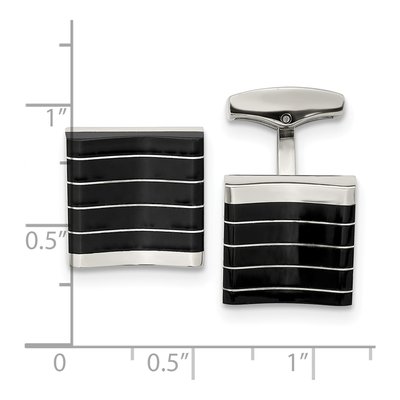 Men's Stainless Steel Black Cat's Eye Cufflinks – view 3
