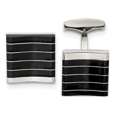 Men's Stainless Steel Black Cat's Eye Cufflinks