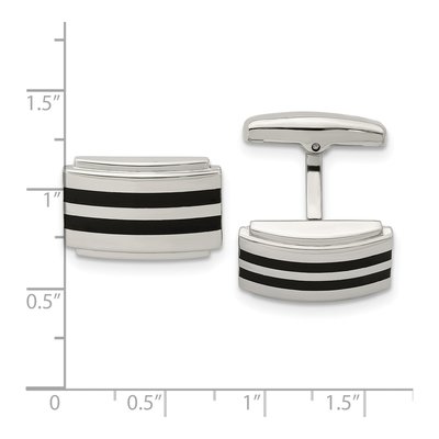 Stainless Steel Black Rubber Cufflinks – view 4