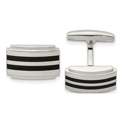 Stainless Steel Black Rubber Cufflinks