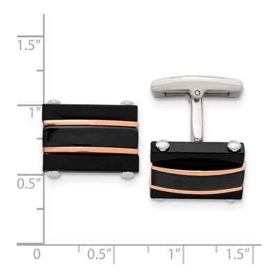 Stainless Steel Black & Rose IP Cufflinks – view 4