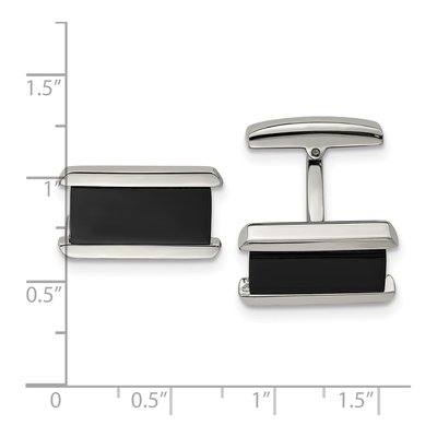 Men's Stainless Steel Black IP Rectangle Cufflinks – view 3