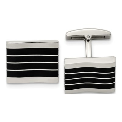 Men's Stainless Steel Black Cat's Eye Cufflinks