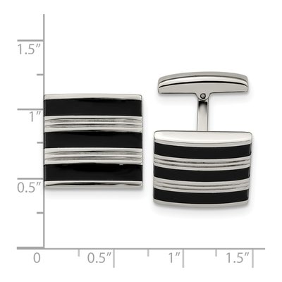 Men's Chisel Stainless Steel Grooved Cufflinks – view 4