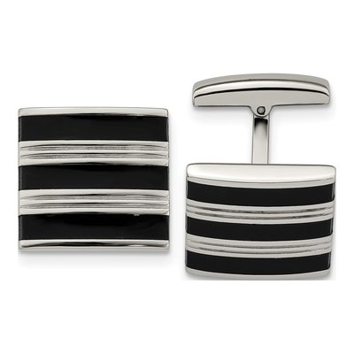 Men's Chisel Stainless Steel Grooved Cufflinks
