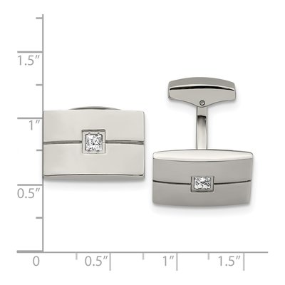Men's Chisel Stainless Steel CZ Cufflinks – view 4