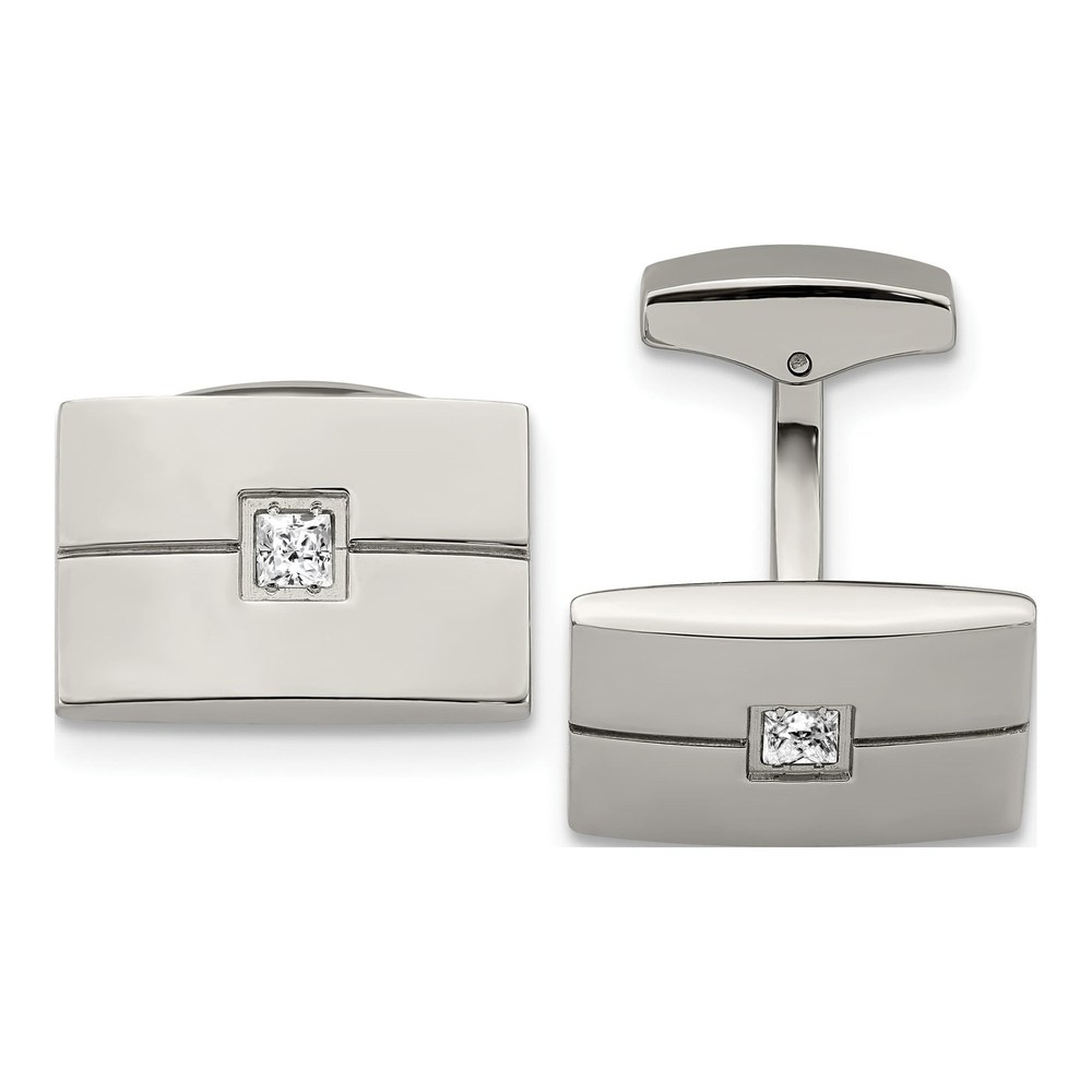 Men's Chisel Stainless Steel CZ Cufflinks