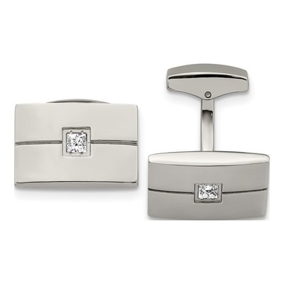 Men's Chisel Stainless Steel CZ Cufflinks