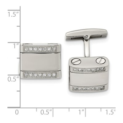 Men's Stainless Steel CZ Cufflinks – view 4