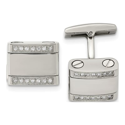 Men's Stainless Steel CZ Cufflinks