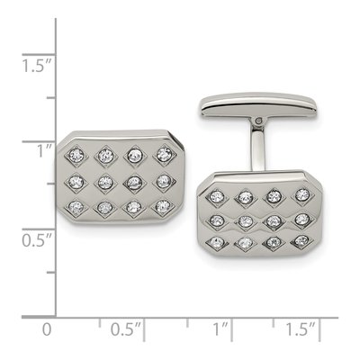 Men's Chisel Stainless Steel CZ Cufflinks – view 4
