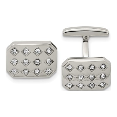 Men's Chisel Stainless Steel CZ Cufflinks
