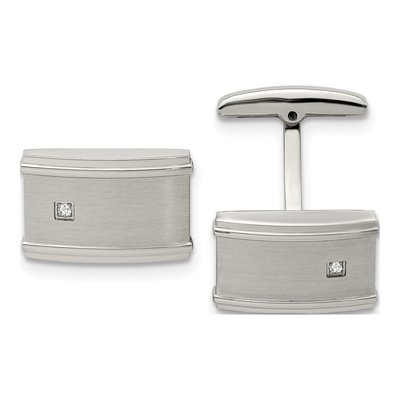 Men's Stainless Steel CZ Cufflinks