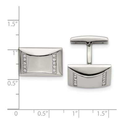Men's Stainless Steel CZ Rectangle Cufflinks – view 4