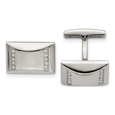 Men's Stainless Steel CZ Rectangle Cufflinks
