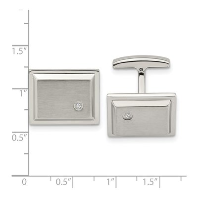 Men's Stainless Steel CZ Rectangle Cufflinks – view 4