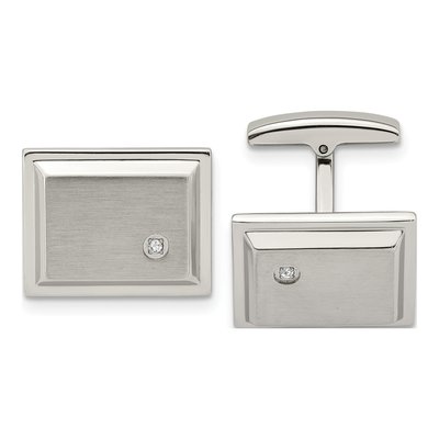 Men's Stainless Steel CZ Rectangle Cufflinks