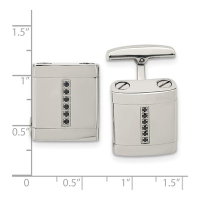 Men's Stainless Steel Black CZ Cufflinks – view 3